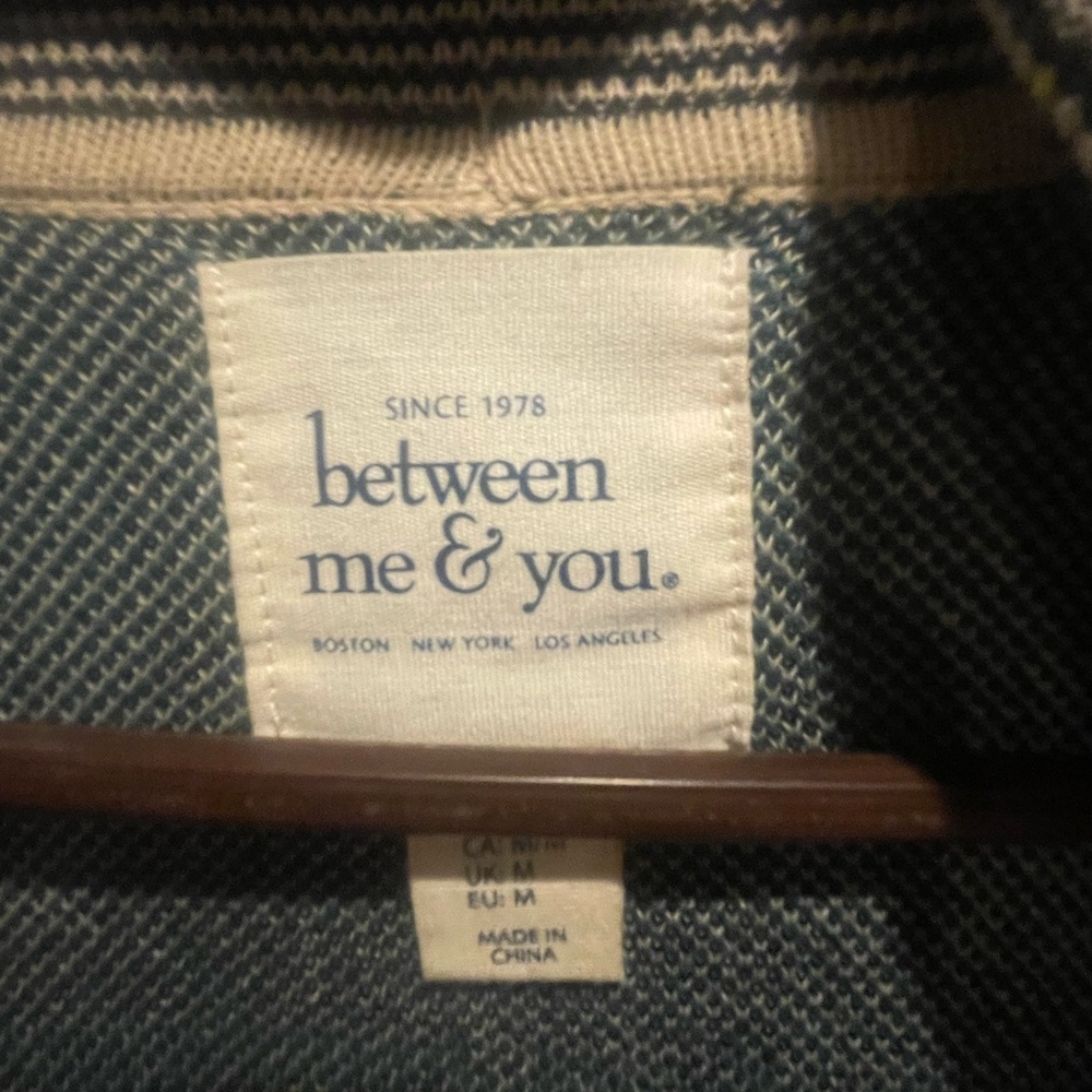 Beige And Teal Patterned Open-Front Cardigan Swea… - image 2